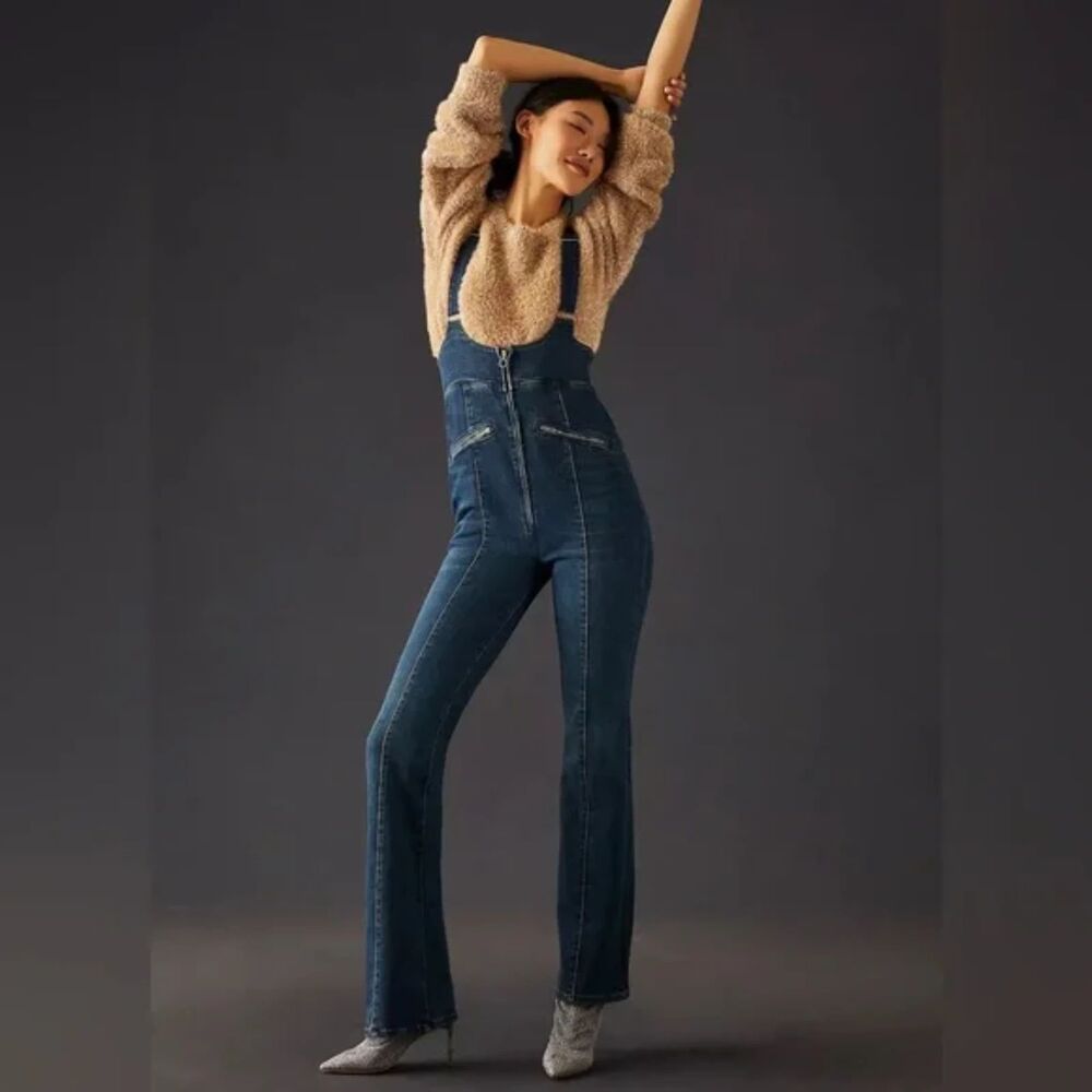 Anthropologie Pilcro Demilune Ski Suit Jumpsuit sz 28 Disco Denim Boho Overalls
